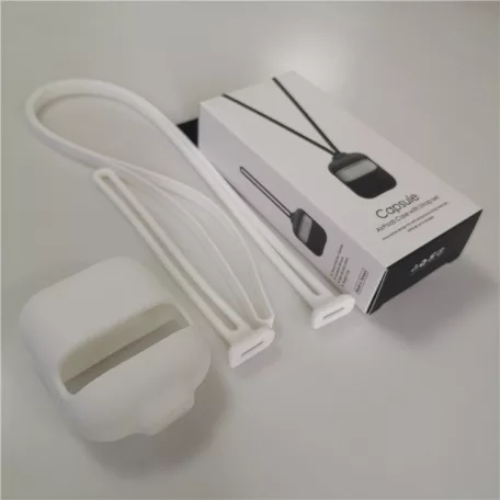 AirPods 2 Nyakba és Táskára Akasztható Szilikon Védőtok, fehér