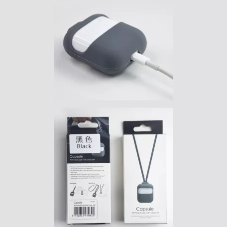 AirPods 2 Nyakba és Táskára Akasztható Szilikon Védőtok, fehér