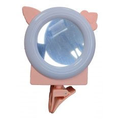   Univerzális Szelfi LED Tükör, gyűrű ring/körfény, telefonra, tabletre csíptethető, rózsaszín keret