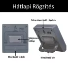 Digitális Ételhőmérő és Konyhai Időzítő, LCD kijelzővel, hőmérővel mágneses hátlappal, asztali támasztóval ±1°C, ezüst