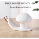 Snail House Akkumulátoros LED Éjszakai Csigalámpa, állítható 3 fényerő, 3 különböző meleg fény, Telefontartós, éjjeli lámpa, fehér