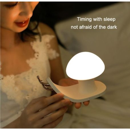 Snail House Akkumulátoros LED Éjszakai Csigalámpa, állítható 3 fényerő, 3 különböző meleg fény, Telefontartós, éjjeli lámpa, fehér