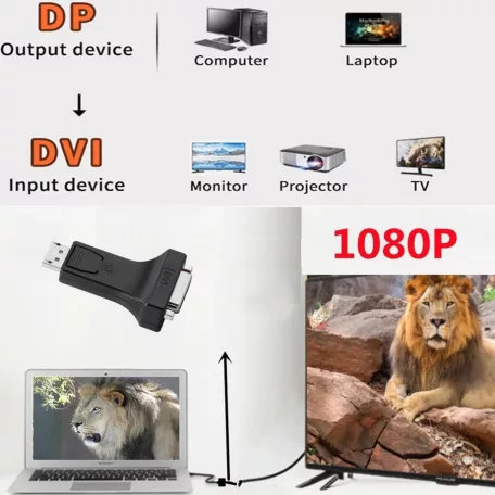 DisplayPort -> DVI átalakitó adapter, fekete
