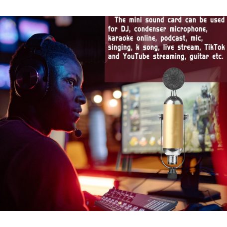 Professzionális kondenzátor stúdió mikrofon, vezetékes, állítható dőlésszögű, U alakú mikrofontartóval, arany szín