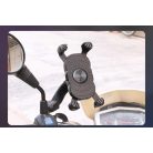 Motorkerékpáros Telefontartó JS053, Kormányra rögzíthető, 360°-ban forgatható, fekete