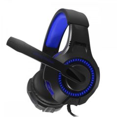   Gamer USB Headset, G-50 USB és 3,5mm jack vezetékes Fejhallgató mikrofonnal, hangerőszabályzó, kék-fekete