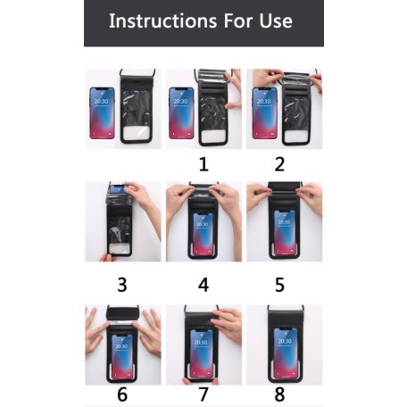 Univerzális vízálló védőtok okostelefonhoz, 6.5″ méretig, víz alatti fényképezéshez, kék