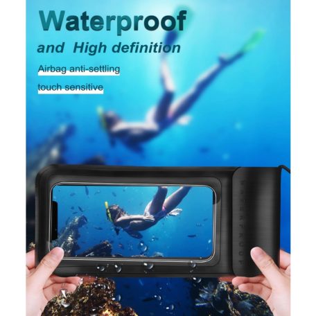 Univerzális vízálló védőtok okostelefonhoz, 6.5″ méretig, víz alatti fényképezéshez, kék