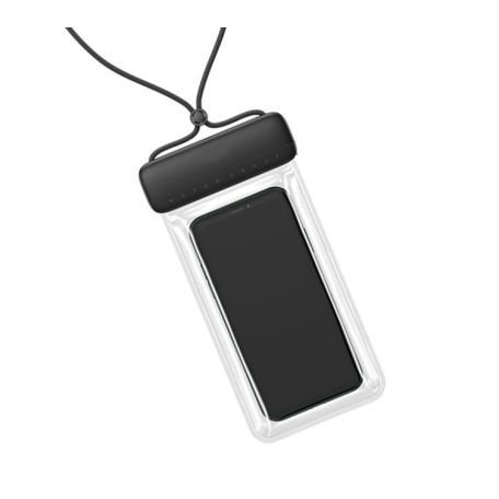 Univerzális vízálló védőtok okostelefonhoz, 7.0″ méretig, víz alatti fényképezéshez, fekete-átlátszó