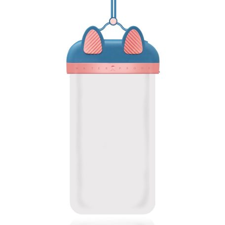 Univerzális vízálló védőtok okostelefonhoz, 7.0″ méretig, víz alatti fényképezéshez, kék-pink