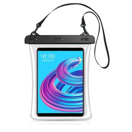 Univerzális vízálló védőtok tablet és okostelefonhoz, max 12″ méretig, fekete-átlátszó