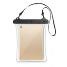 Univerzális vízálló védőtok tablet és okostelefonhoz, max 12″ méretig, fekete-átlátszó