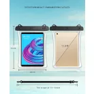 Univerzális vízálló védőtok tablet és okostelefonhoz, max 12″ méretig, fekete-átlátszó