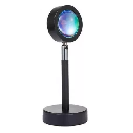 LED Projektor Naplemente Vetítéssel, Sunset Lamp, USB áramellátás, dönthető fej, 180°, fekete állvány