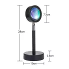 LED Projektor Naplemente Vetítéssel, Sunset Lamp, USB áramellátás, dönthető fej, 180°, fekete állvány