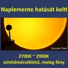 LED Projektor Naplemente Vetítéssel, Sunset Lamp, USB áramellátás, dönthető fej, 180°, fekete állvány