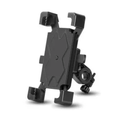   Kerékpár és Motorkerékpáros Telefontartó, Kormányra rögzíthető, 360°-ban forgatható, fekete