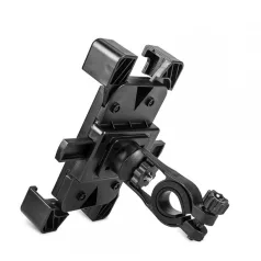   Kerékpár és Motorkerékpáros Telefontartó, Kormányra rögzíthető, 360°-ban forgatható, fekete