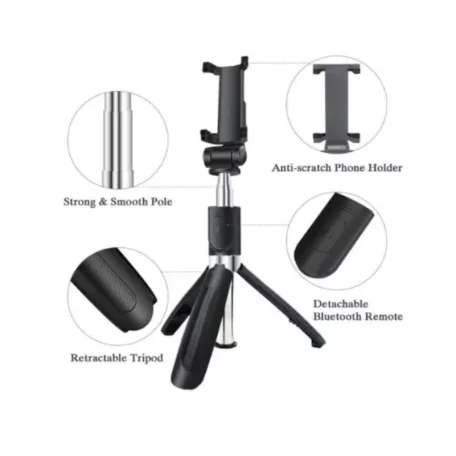 Bluetooth Szelfibot Tripod Funkcióval, 18.5cm-71cm, 10 méter távirányító hatótáv, fehér