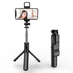   Bluetooth Szelfibot Tripod Funkcióval, vakuval, 18.5cm-71cm, 10 méter távirányító hatótáv, fekete