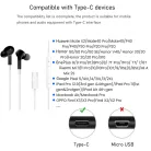 USB-C Vezetékes Fülhallgató, beépített mikrofonnal, Q57 hangerőváltás/zene-/híváskezelés, fekete