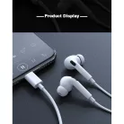USB-C Vezetékes Fülhallgató, beépített mikrofonnal, Q57 hangerőváltás/zene-/híváskezelés, fekete