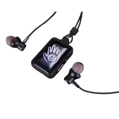   Bluetooth v5.0 Fülhallgató, beépített mikrofonnal, Világító Nyaklánc, AML-P10 MicroSD, kézfej mintás, fekete 