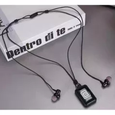   Bluetooth v5.0 Fülhallgató, beépített mikrofonnal, Világító Nyaklánc, AML-P10 MicroSD, kézfej mintás, fekete