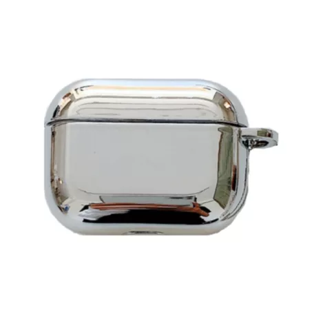 AirPods Pro 1/2 széria Védőtok, kulcstartó nyílás, bárhova könnyen akasztható, fényes, ezüstszínű