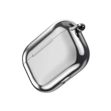 AirPods Pro 1/2 széria Védőtok, kulcstartó nyílás, bárhova könnyen akasztható, fényes, ezüstszínű