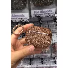 AirPods Pro 1/2 széria csillogó kristályos Védőtok + Kulcstartó karika, csillámló arany
