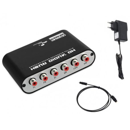 Digitális analóg 5.1 csatornás audio dekóder, optikai digitális erősítő, analóg átalakító TV-hez, 1 méter optikai kábellel, fekete