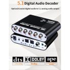 Digitális analóg 5.1 csatornás audio dekóder, optikai digitális erősítő, analóg átalakító TV-hez, 1 méter optikai kábellel, fekete