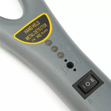 Fémdetektor, Metal Detector, Fémkereső, 10cm hatótávolság, 19,8~24,2kHz között keres, ruhában, táskában, bejáratnál, biztonsági kapuknál