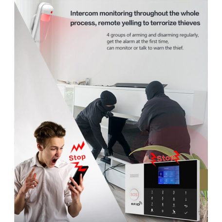 WiFi/GSM Intelligens Riasztórendszer, PG-105 érintőképernyős, WiFi és GSM dual hálózat, Tuya Smart alkalmazással
