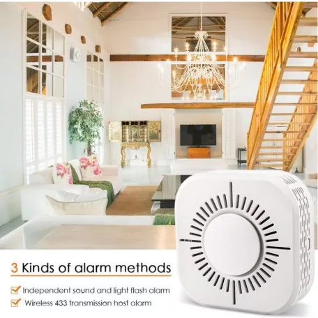 WiFi-s Intelligens Füstérzékelő, Android/iOS smart mobilapplikációval, AW-51 smoke alarm, fehér