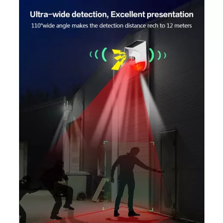 WiFi-s Kültéri Szoláros Mozgásérzékelő, CT-80W, piros-fehér