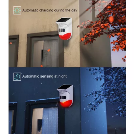 WiFi-s Kültéri Szoláros Mozgásérzékelő, CT-80W, piros-fehér