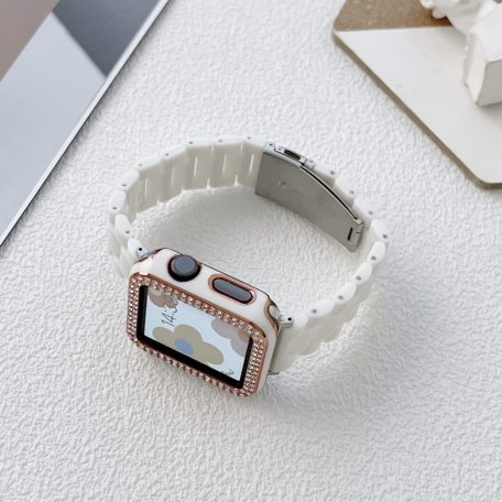 Apple Watch óraszíj, kompatibilis 42/44/45mm kijelzőjű okosórákkal, fehér