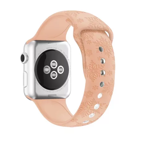 Szilikon óraszíj, Apple Watch kompatibilis, 38/40/41mm kijelzőjű okosórákkal, barackszín