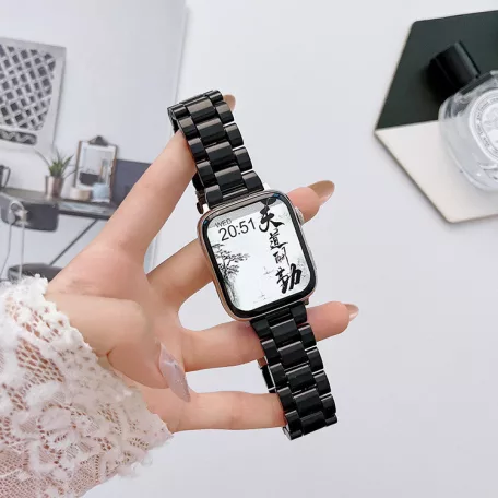Apple Watch fém óraszíj, kompatibilis 38/40/41mm kijelzőjű okosórákkal, fekete