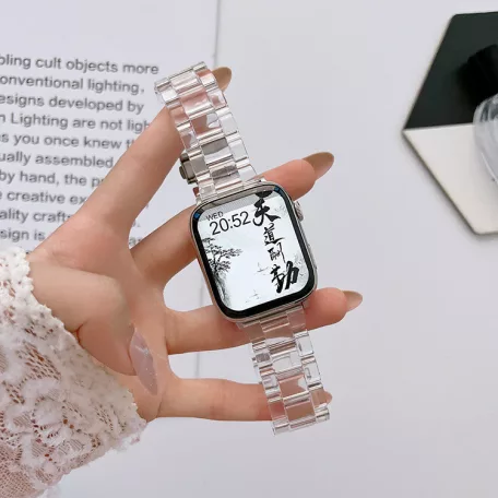 Apple Watch óraszíj, kompatibilis 42/44/45mm kijelzőjű okosórákkal, átlátszó