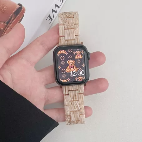 Apple Watch óraszíj, kompatibilis 42/44/45mm kijelzőjű okosórákkal, selyembarna