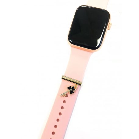 Szilikon óraszíj dekoratív gyűrű, kulcs formájú univerzális óraszíj dísz, arany-fekete