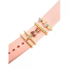   Szilikon óraszíj dekoratív gyűrű, 5 különböző univerzális óraszíj dísz, arany-pink