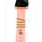 Szilikon óraszíj dekoratív gyűrű, 5 különböző univerzális óraszíj dísz, arany-pink