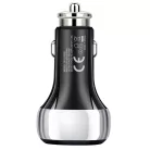 Autós USB Szivargyújtós Gyorstöltő, 1xUSB-C + 1xUSB csatlakozó, 5V/3A/38W gyorstöltés, fekete/ezüst