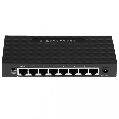 Ethernet switch, 8 portos hálózati elosztó, 8 x 10/100/1000 Mbps, fekete