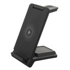 Vezeték nélküli töltő 3 az 1-ben, 15 W-os gyorstöltés, Apple Watch/AirPods/Okostelefon-nal kompatibilis, fekete