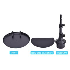   Autós Ételtálca és Mobil-/Tablettartó, középkonzolra, Ø21cm étkezőtálca, mozgatható kar, fekete